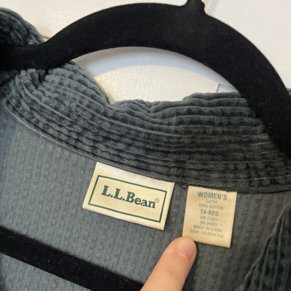 Vintage LL Bean Corduroy Dress 14 Green Midi Cottage Core Prairie Modest Button - Picture 2 of 6